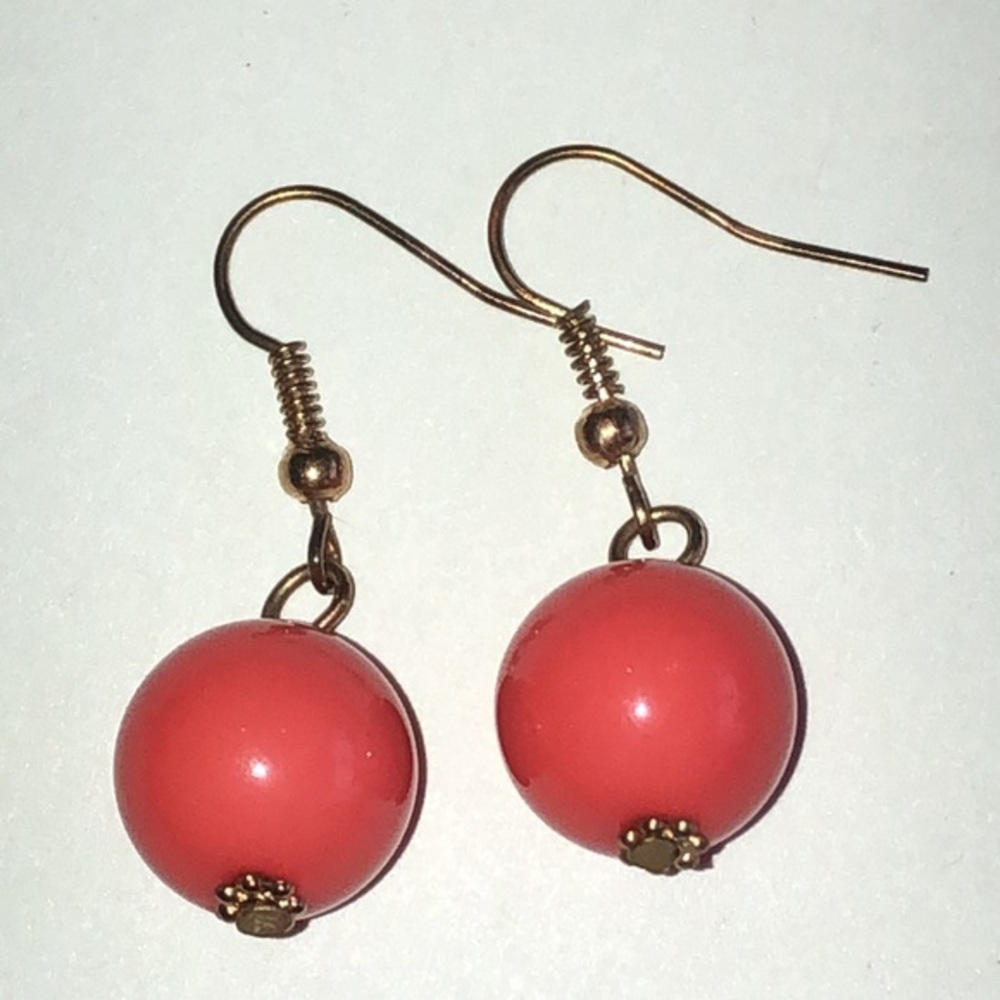 Elegant Coral Color Boho Ball Drop Earrings
